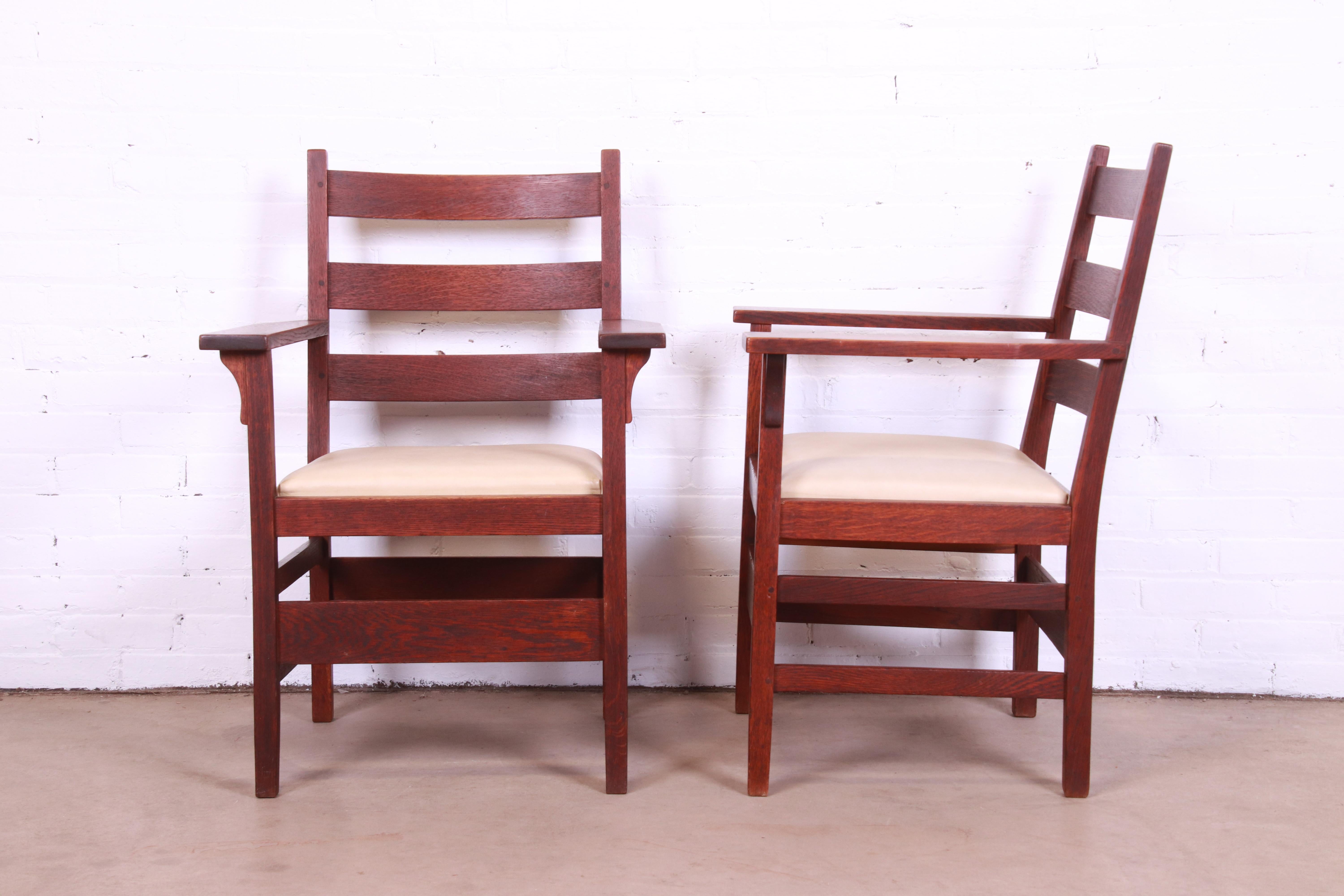 Gustav Stickley Mission Oak Arts & Crafts Dining Chairs, Circa 1900 6
