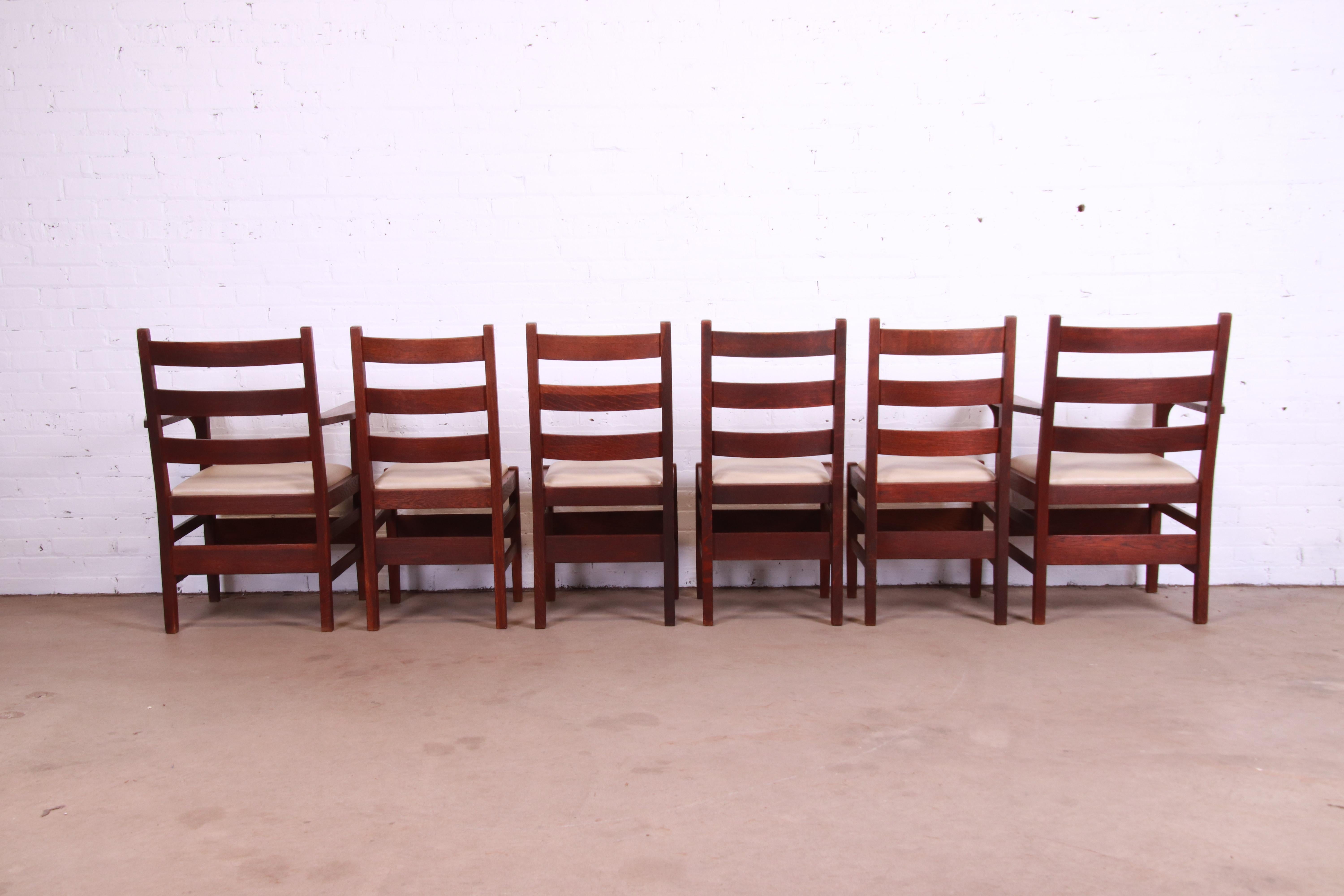 Gustav Stickley Mission Oak Arts & Crafts Dining Chairs, Circa 1900 2