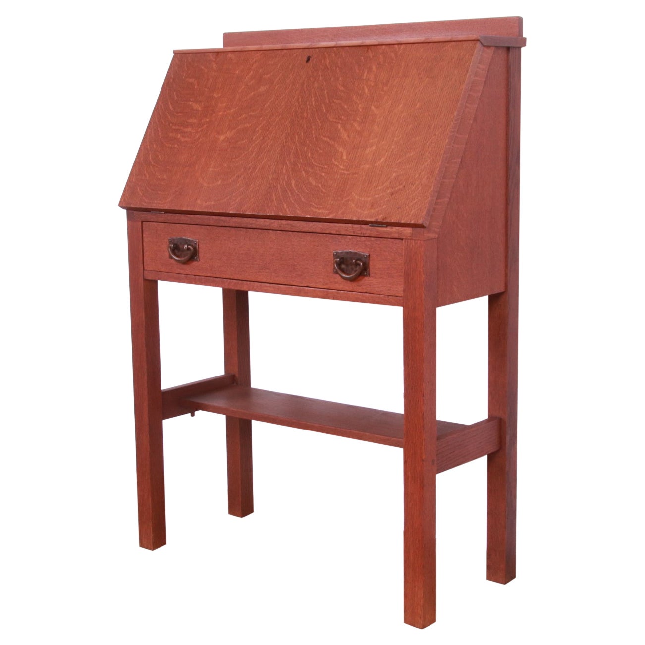 Gustav Stickley Mission Oak Arts & Crafts Drop Front Secretary Desk, Circa 1900