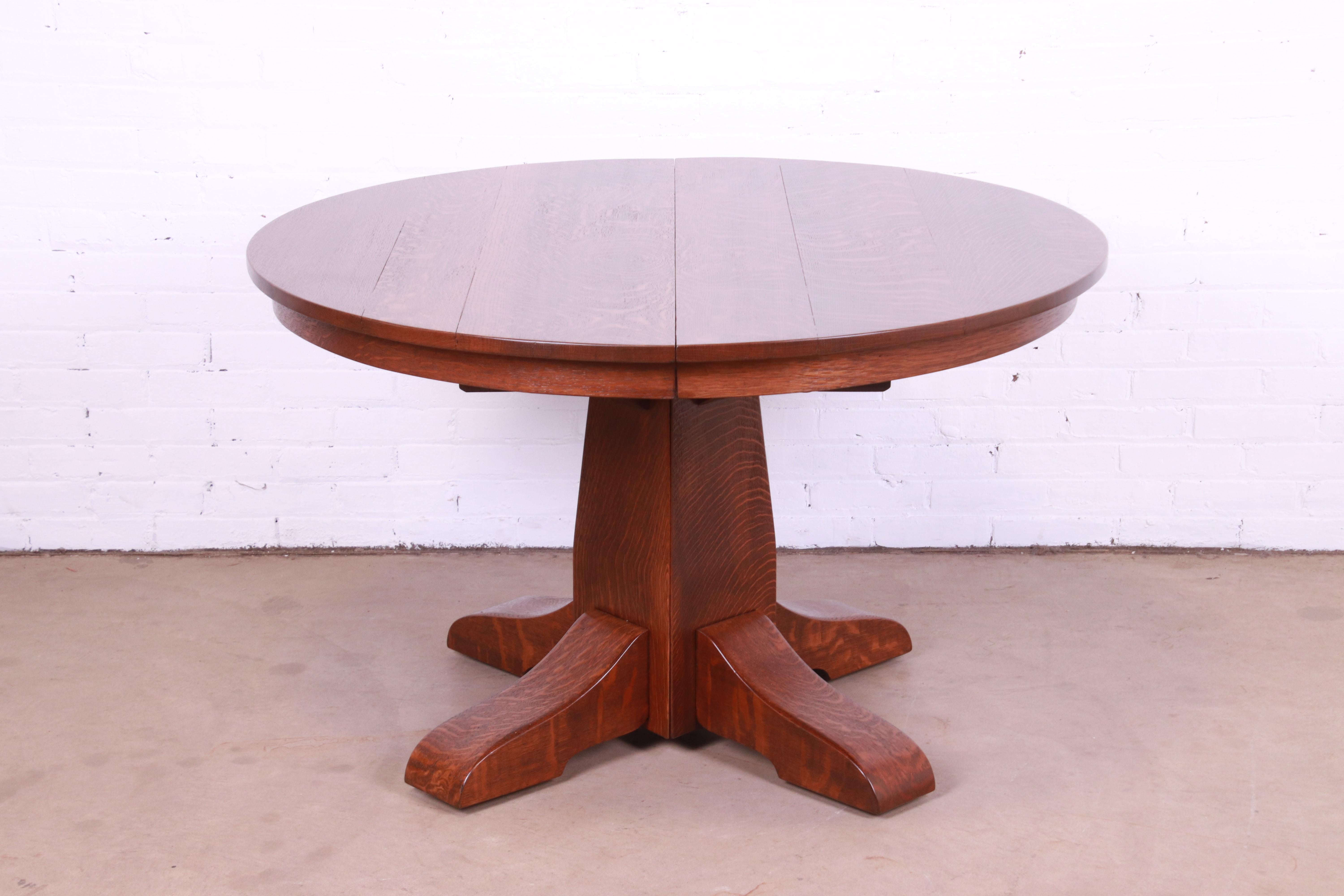 Gustav Stickley Mission Oak Arts & Crafts Extension Dining Table, Newly Restored For Sale 1