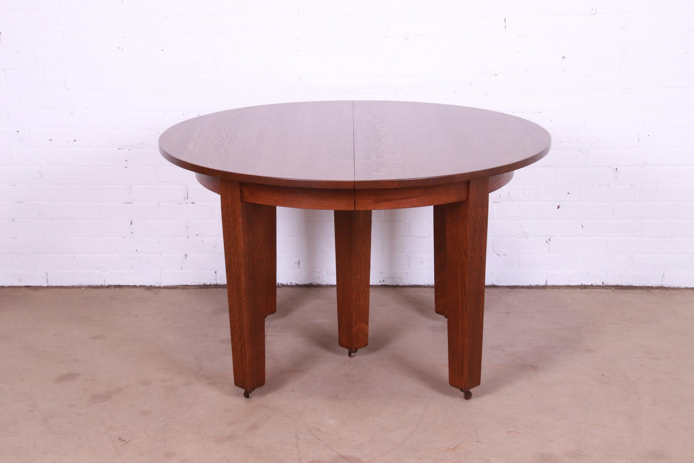 Gustav Stickley Mission Oak Arts & Crafts Extension Dining Table, Newly Restored For Sale 4