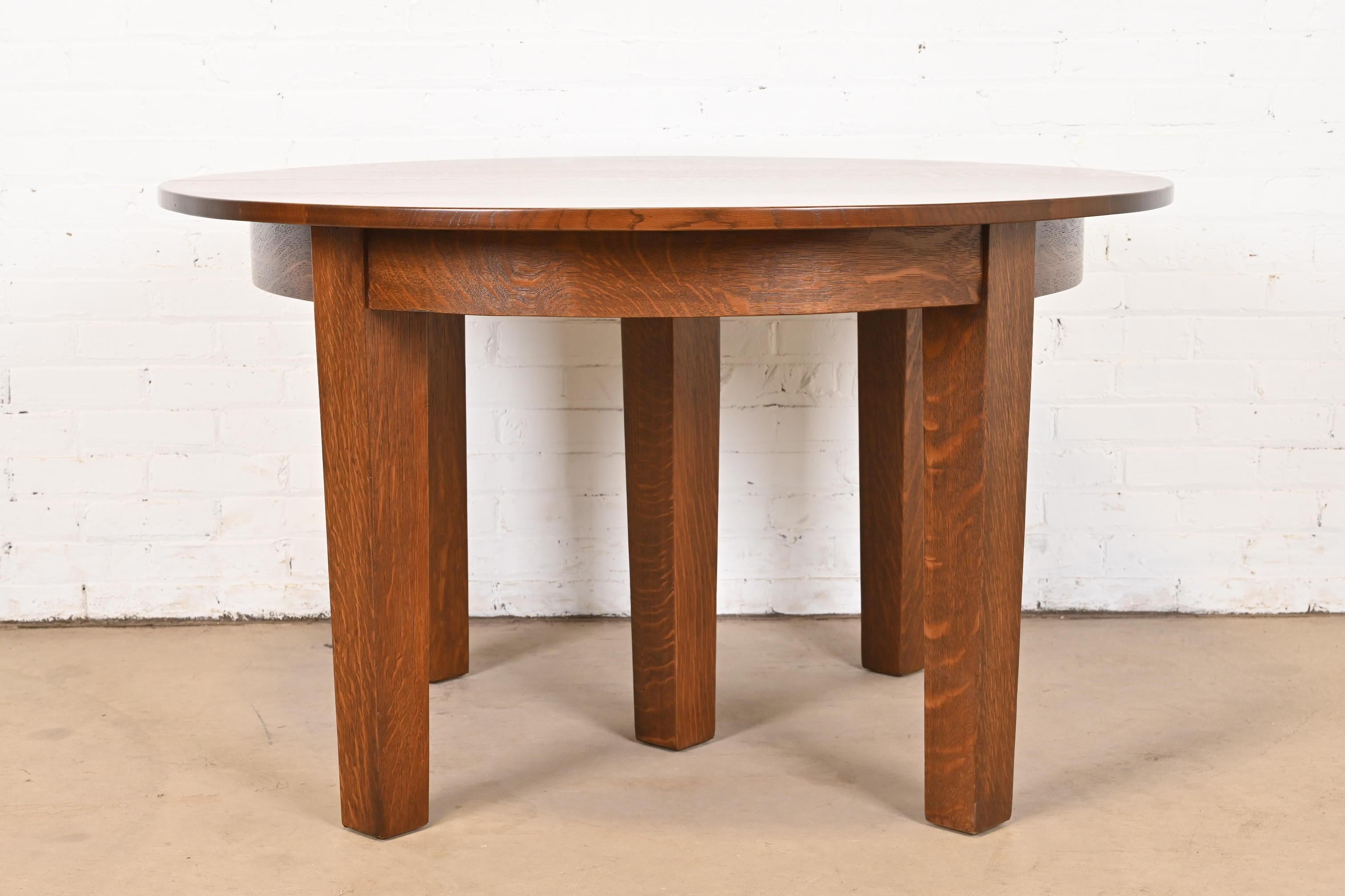 Gustav Stickley Mission Oak Arts & Crafts Extension Dining Table, Newly Restored For Sale 4