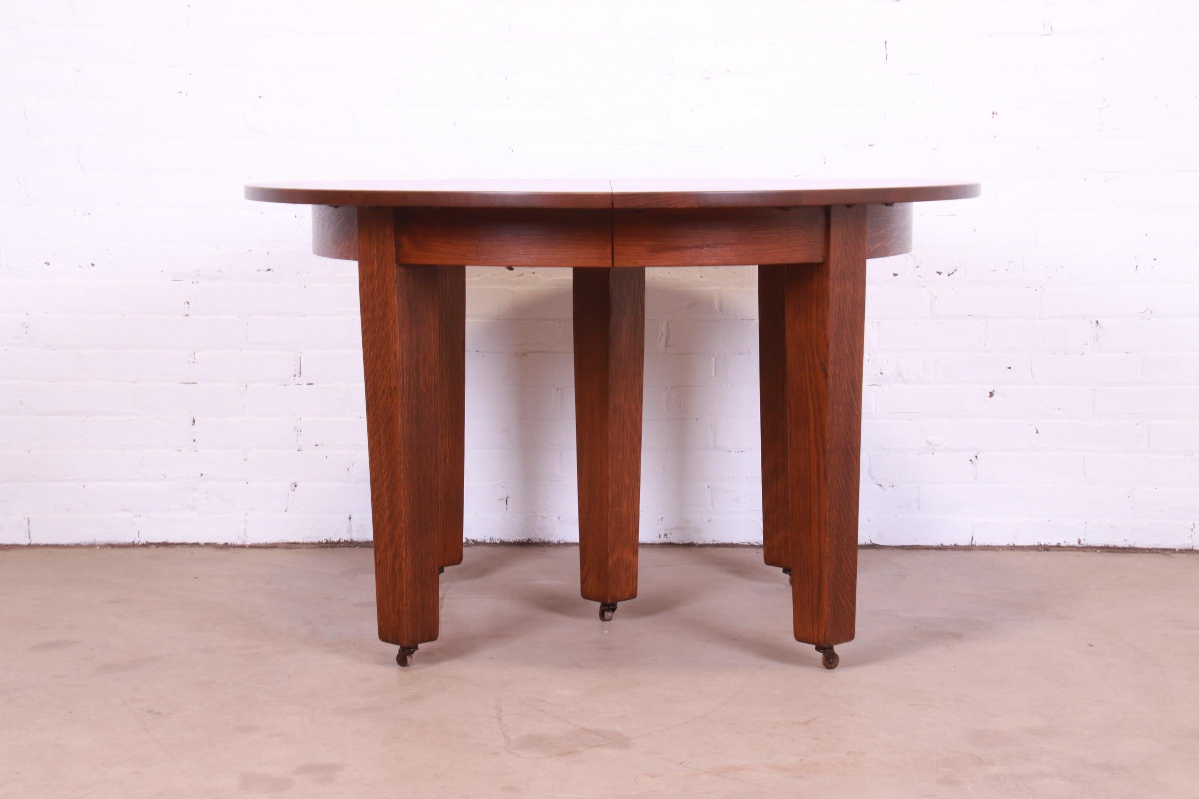 Gustav Stickley Mission Oak Arts & Crafts Extension Dining Table, Newly Restored For Sale 5