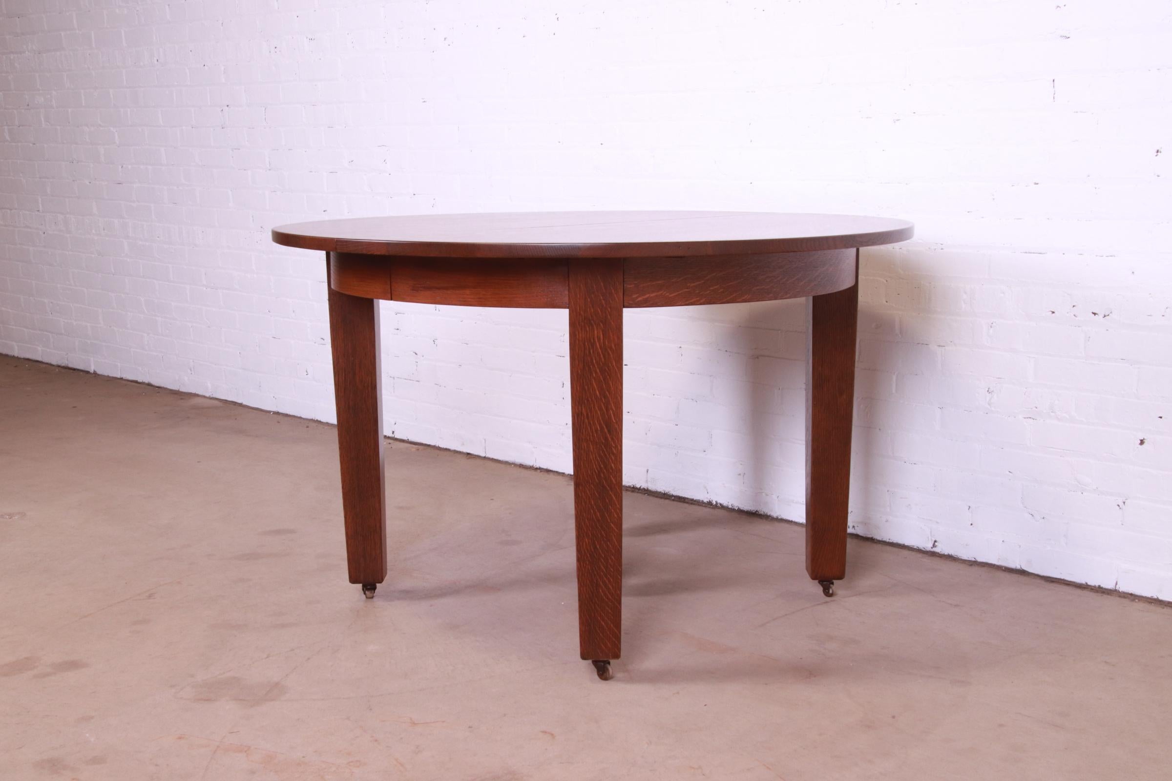 Tavolo da pranzo allungabile Mission Arts & Crafts di Gustav Stickley in Oak, appena restaurato in vendita 5