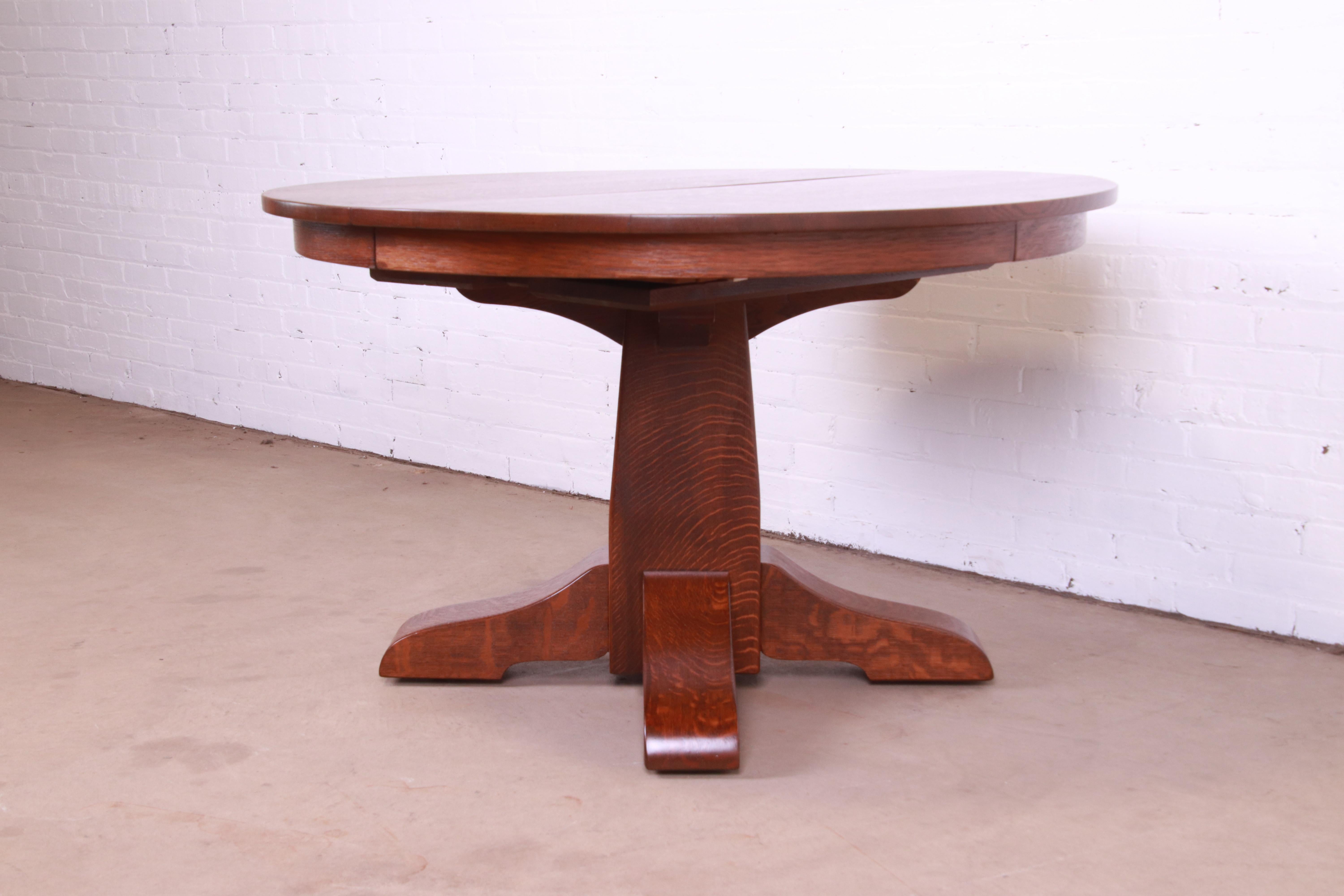 Gustav Stickley Mission Oak Arts & Crafts Extension Dining Table, Newly Restored For Sale 4