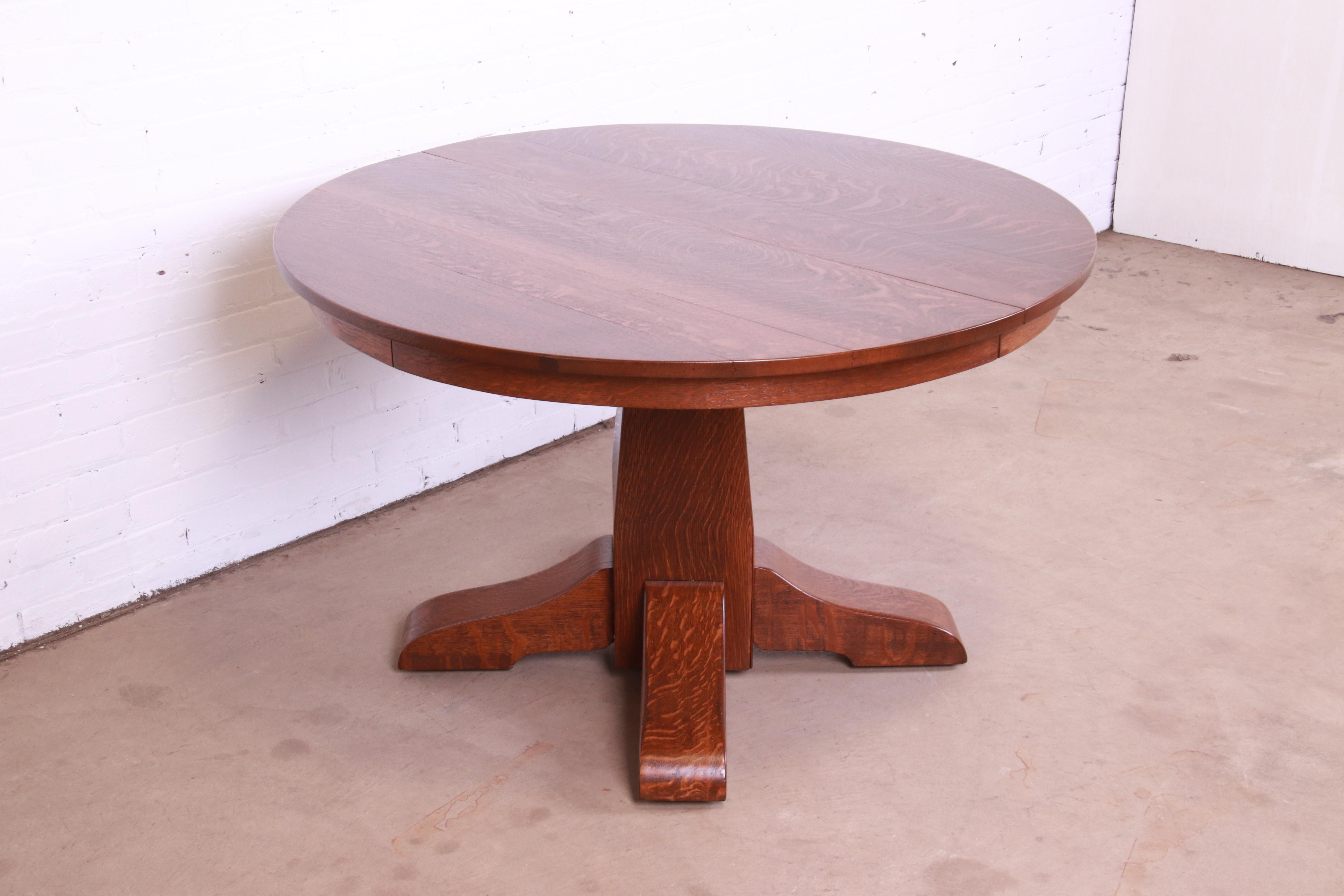 Gustav Stickley Mission Oak Arts & Crafts Extension Dining Table, Newly Restored For Sale 5