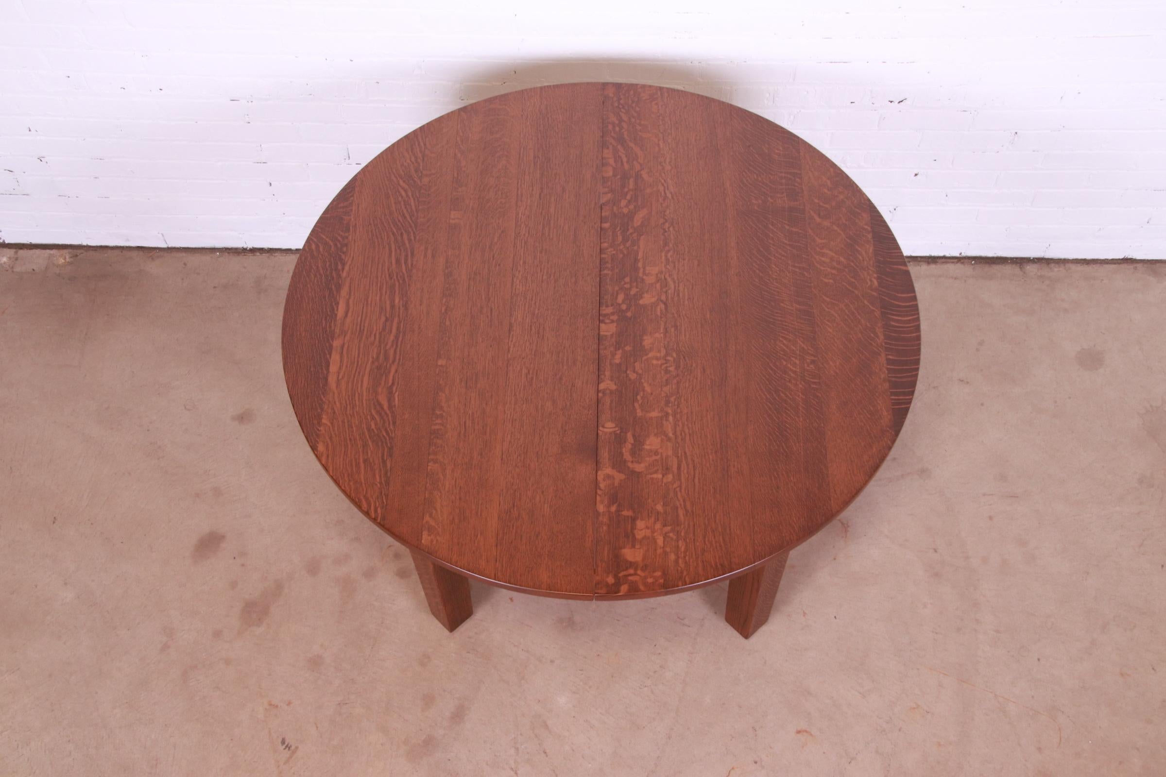Gustav Stickley Mission Oak Arts & Crafts Extension Dining Table, Newly Restored For Sale 8