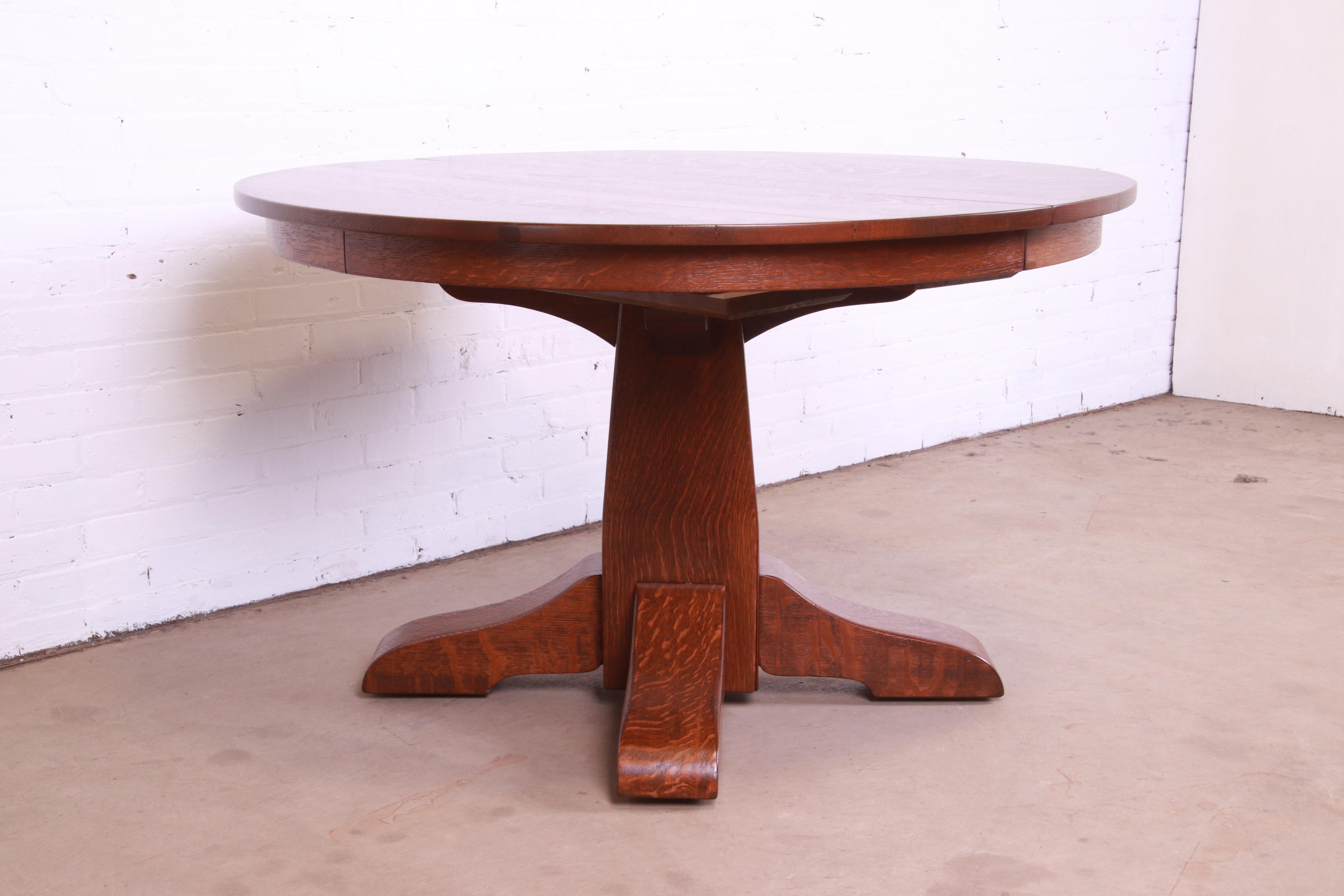 Gustav Stickley Mission Oak Arts & Crafts Extension Dining Table, Newly Restored 6