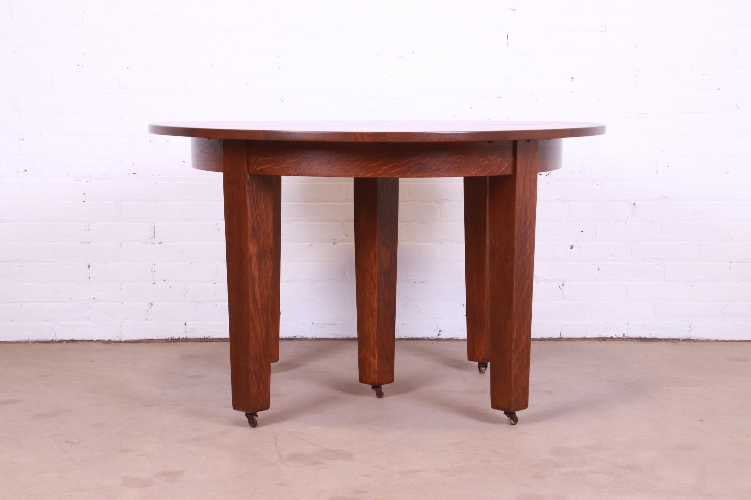 Gustav Stickley Mission Oak Arts & Crafts Extension Dining Table, Newly Restored For Sale 11