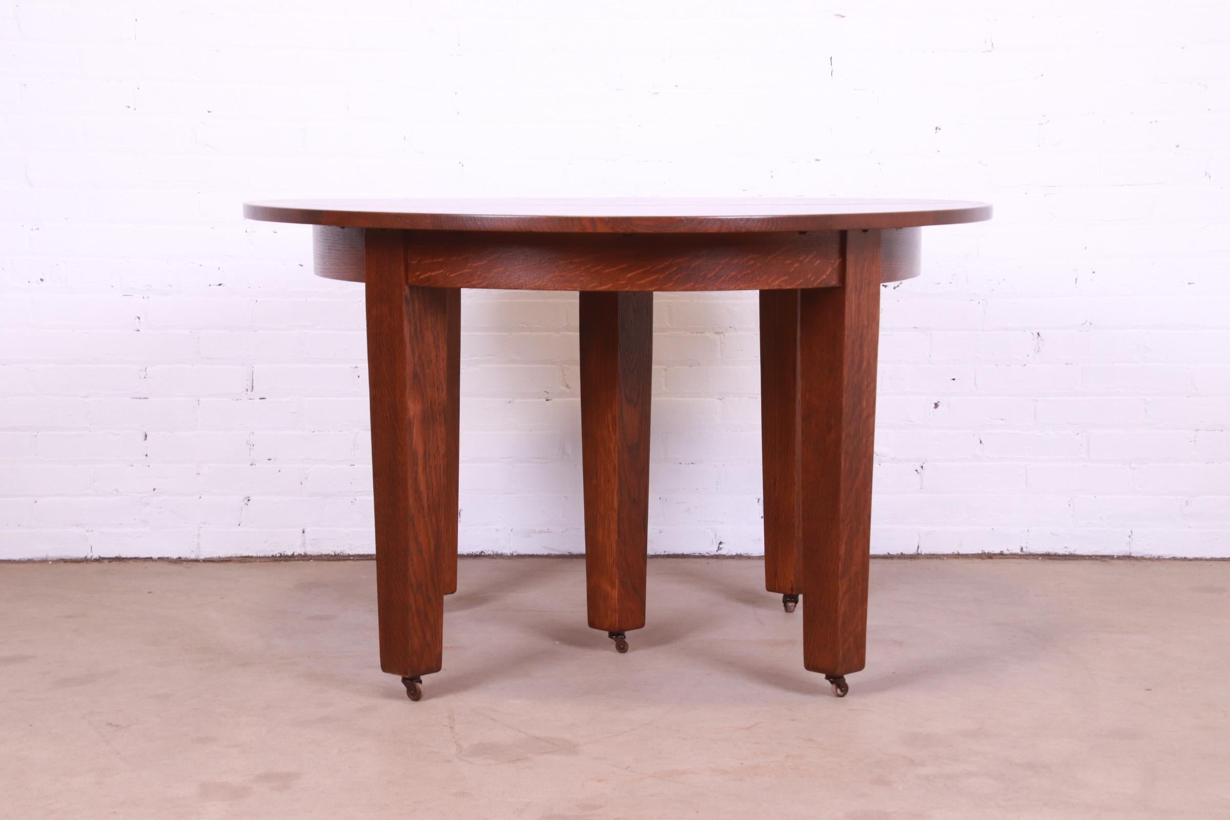 Tavolo da pranzo allungabile Mission Arts & Crafts di Gustav Stickley in Oak, appena restaurato in vendita 10
