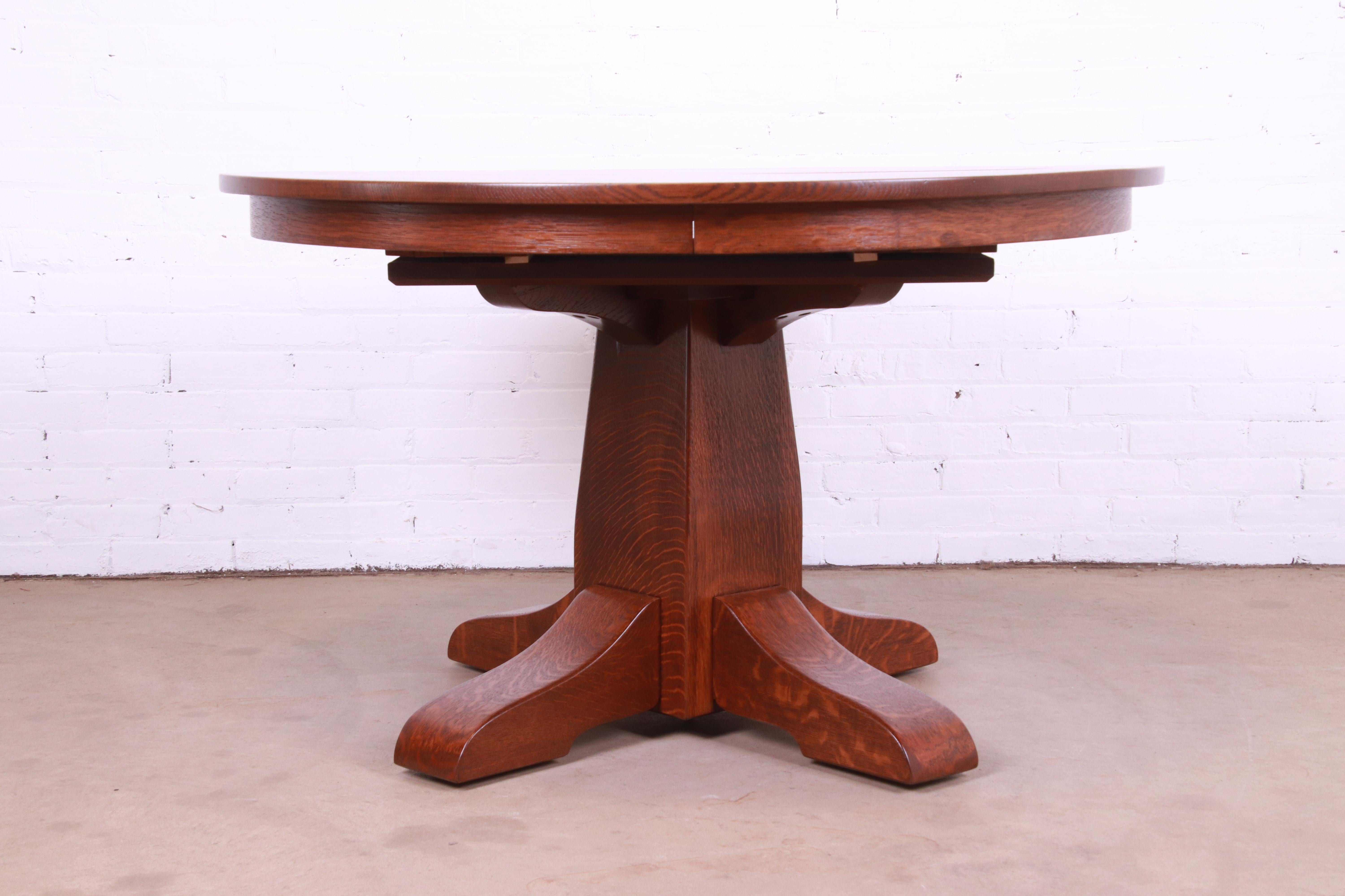 Gustav Stickley Mission Oak Arts & Crafts Extension Dining Table, Newly Restored For Sale 9