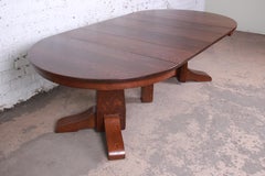 Gustav Stickley Mission Oak Arts & Crafts Extension Dining Table, Newly Restored