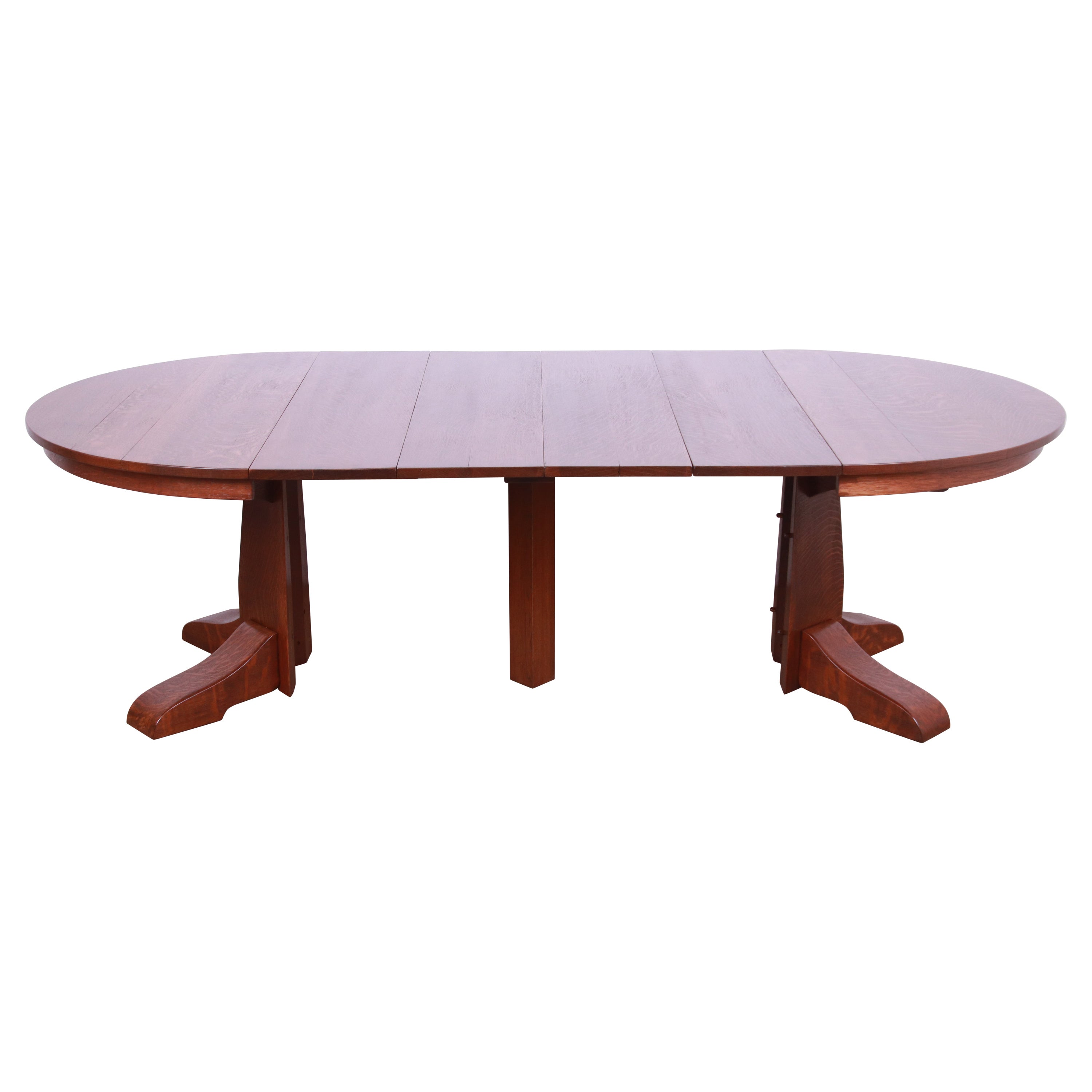 Gustav Stickley Mission Oak Arts & Crafts Extension Dining Table, Newly Restored