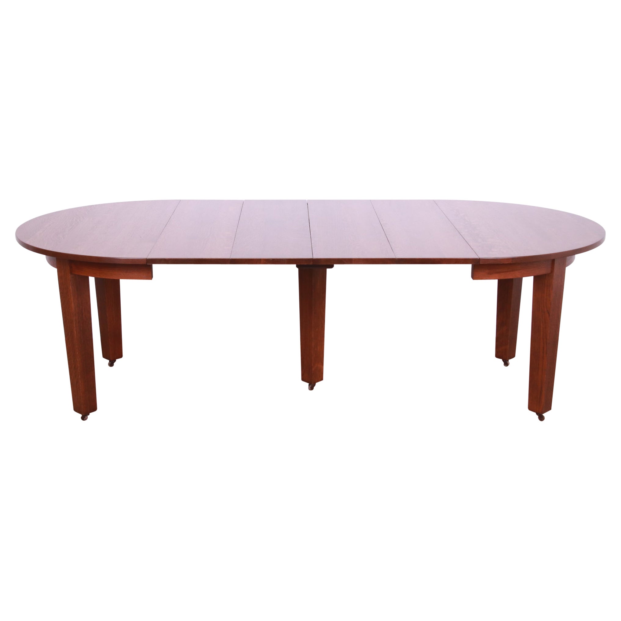 Gustav Stickley Mission Oak Arts & Crafts Extension Dining Table, Newly Restored