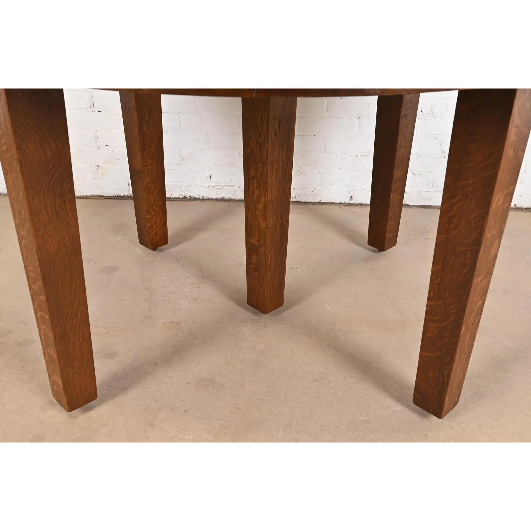 Gustav Stickley Mission Oak Arts & Crafts Table de salle à manger à rallonge, refinished en vente 4