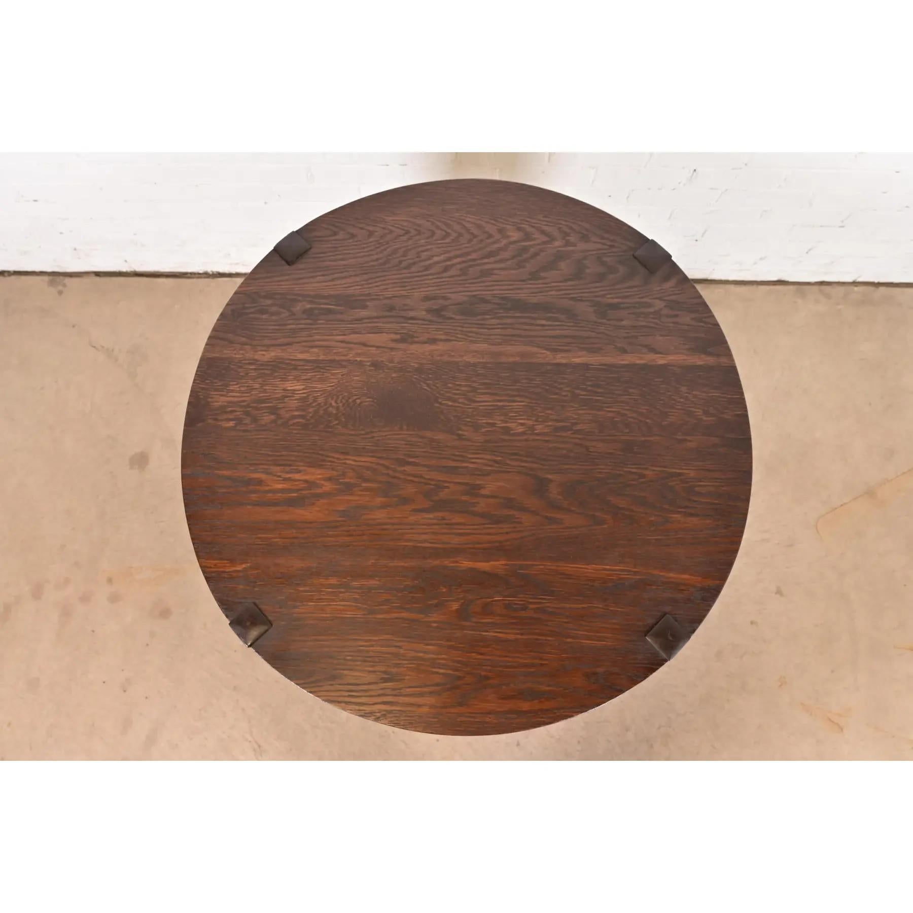 Gustav Stickley Mission Oak Arts & Crafts Lampentisch, neu lackiert (20. Jahrhundert) im Angebot