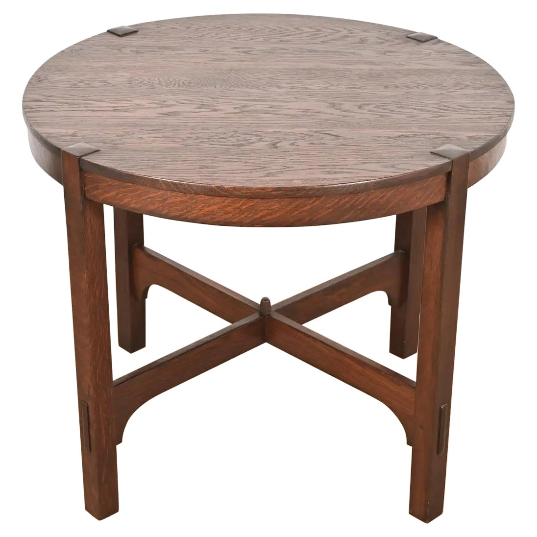 Gustav Stickley Mission Oak Arts & Crafts Lampentisch, neu lackiert im Angebot