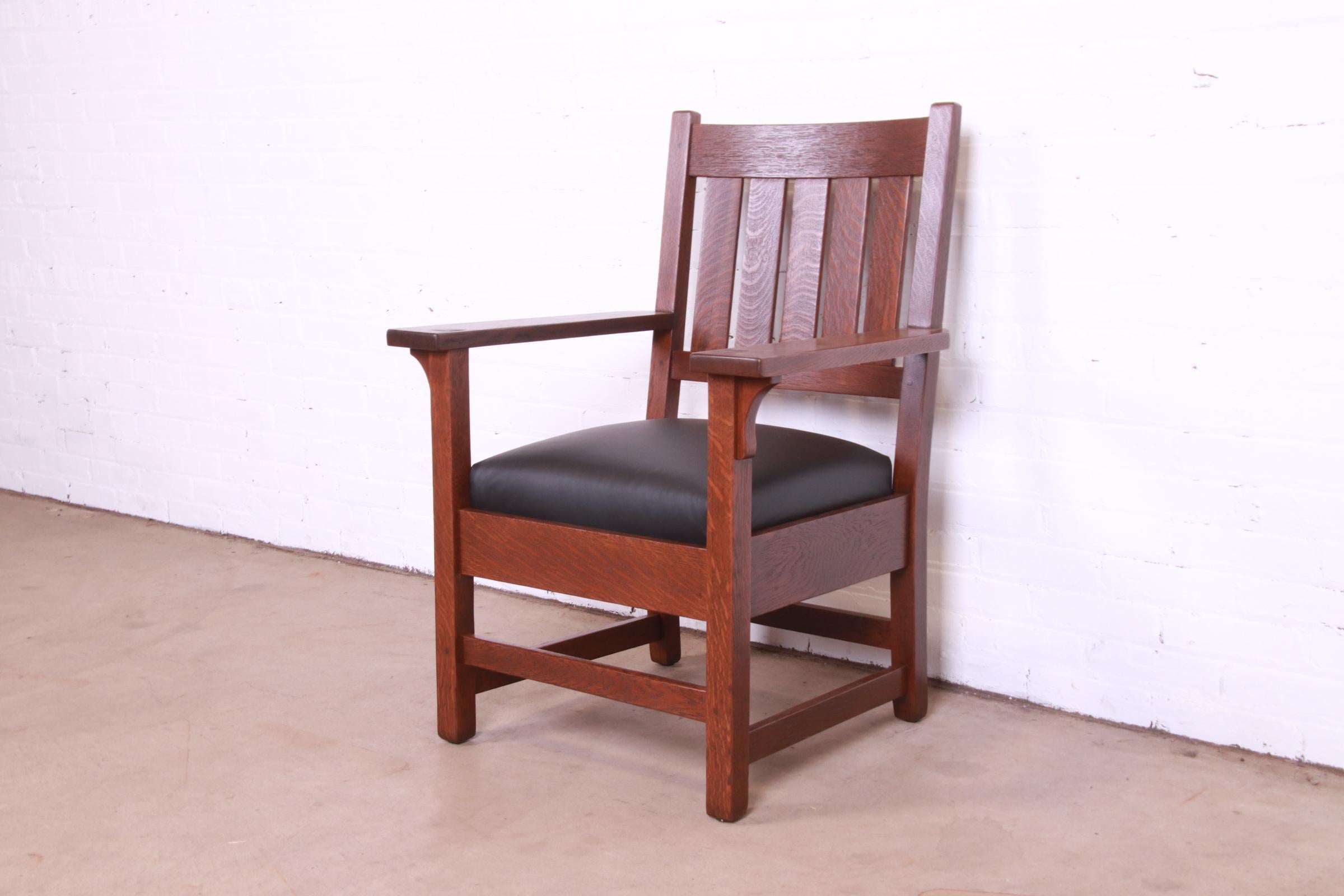 Gustav Stickley Mission Oak Arts & Crafts Lounge Chairs, Fully Restored 3