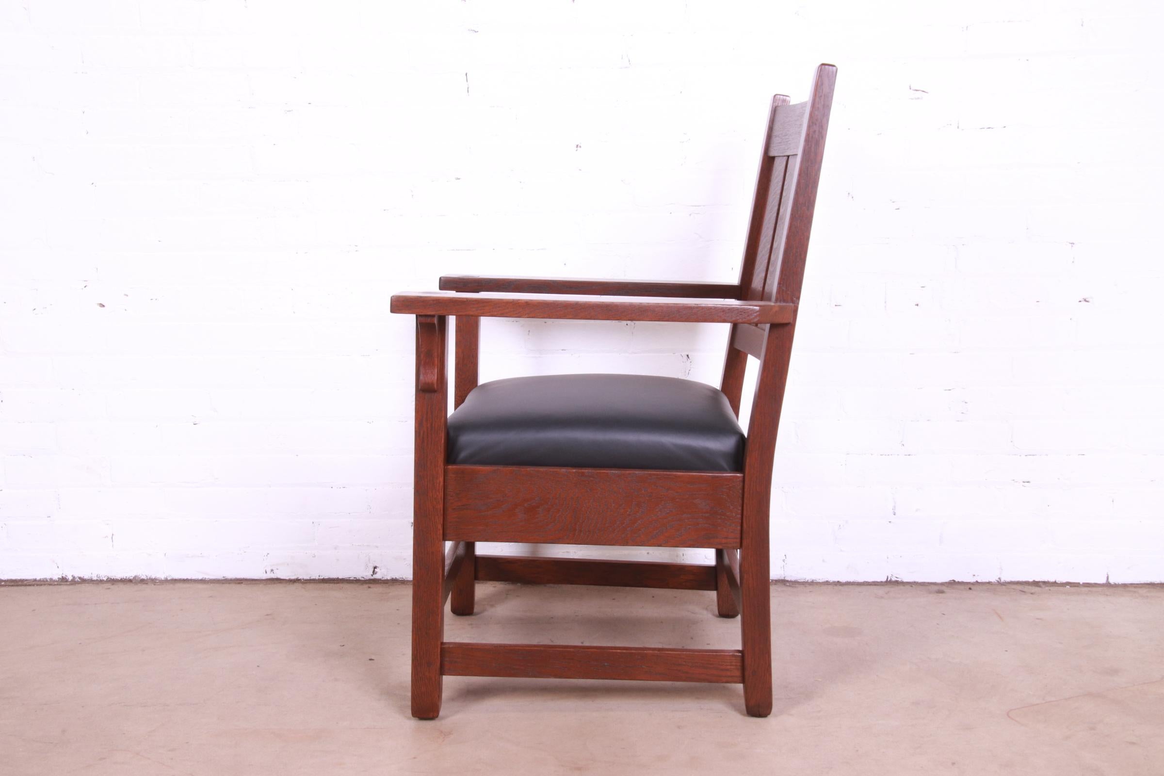 Gustav Stickley Mission Oak Arts & Crafts Lounge Chairs, Fully Restored 4