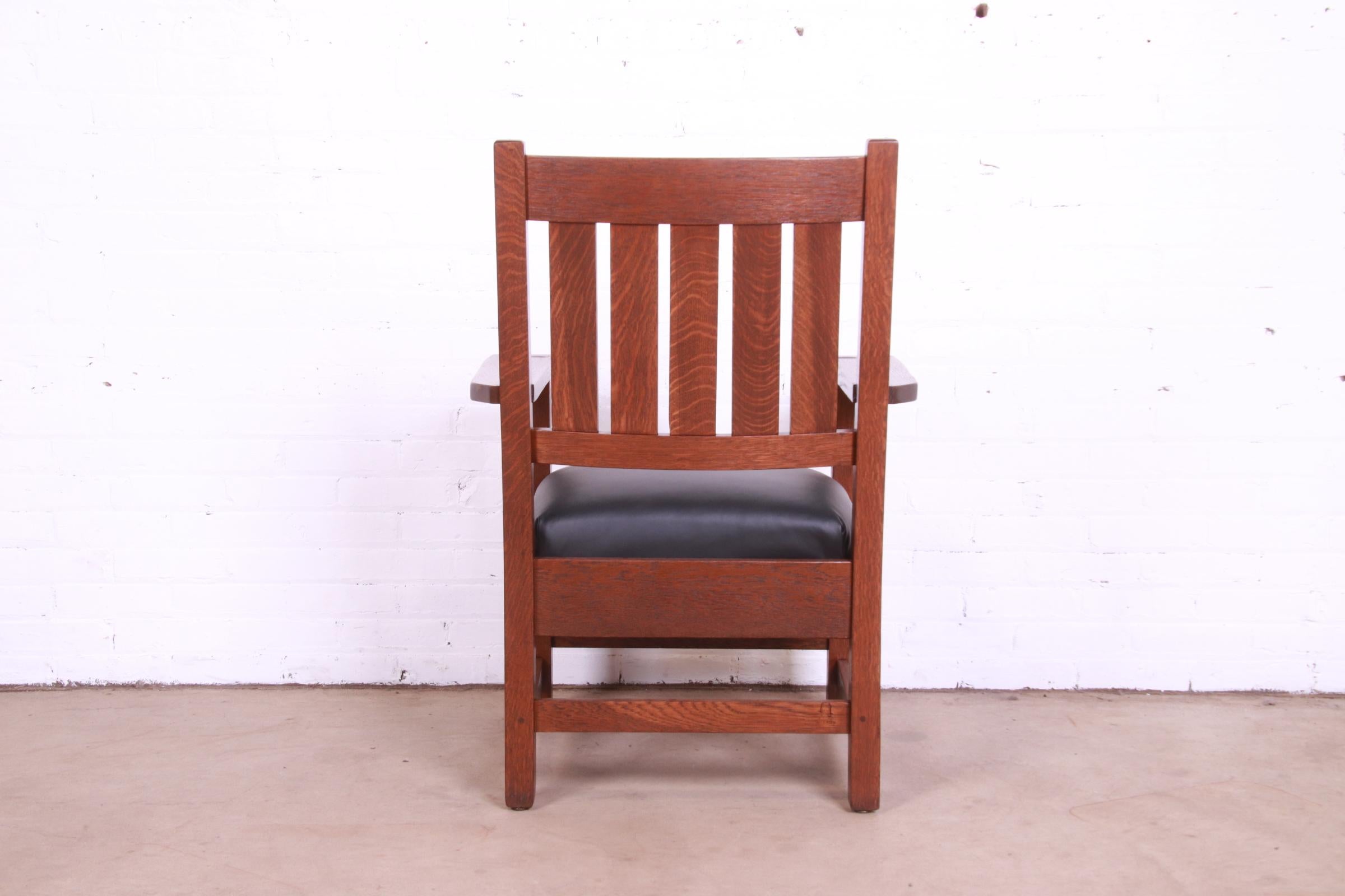 Gustav Stickley Mission Oak Arts & Crafts Lounge Chairs, Fully Restored 5