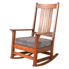 Gustav Stickley Mission Oak Arts & Crafts Rocking Chair, Circa 1910