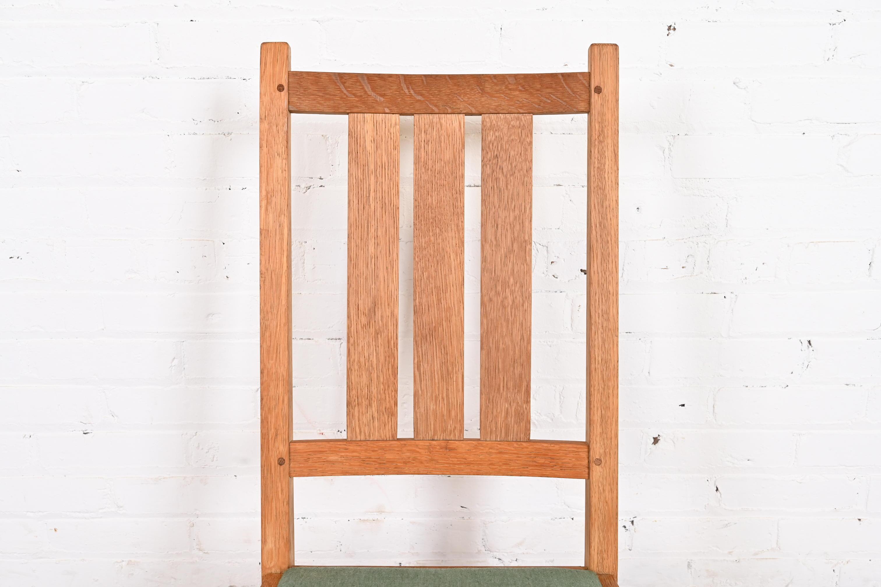 Upholstery Gustav Stickley Mission Oak Arts & Crafts Sewing Rocking Chair, Circa 1900 For Sale