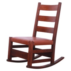 Gustav Stickley Mission Oak Arts & Crafts Sewing Rocking Chair, Circa 1900