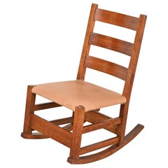 Gustav Stickley Mission Oak Arts & Crafts Sewing Rocking Chair, Circa 1900