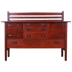 Enfilade en chêne Arts & Crafts Mission de Gustav Stickley, vers 1900