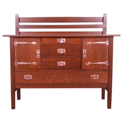 Gustav Stickley Mission Eichenholz Sideboard im Arts and Crafts-Stil, um 1900