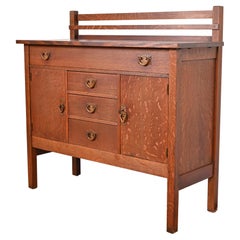 Buffet Arts & Crafts Gustav Stickley Mission en chêne, vers 1900