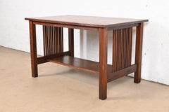 Gustav Stickley Mission Oak Arts & Crafts Spindle Writing Desk or Library Table