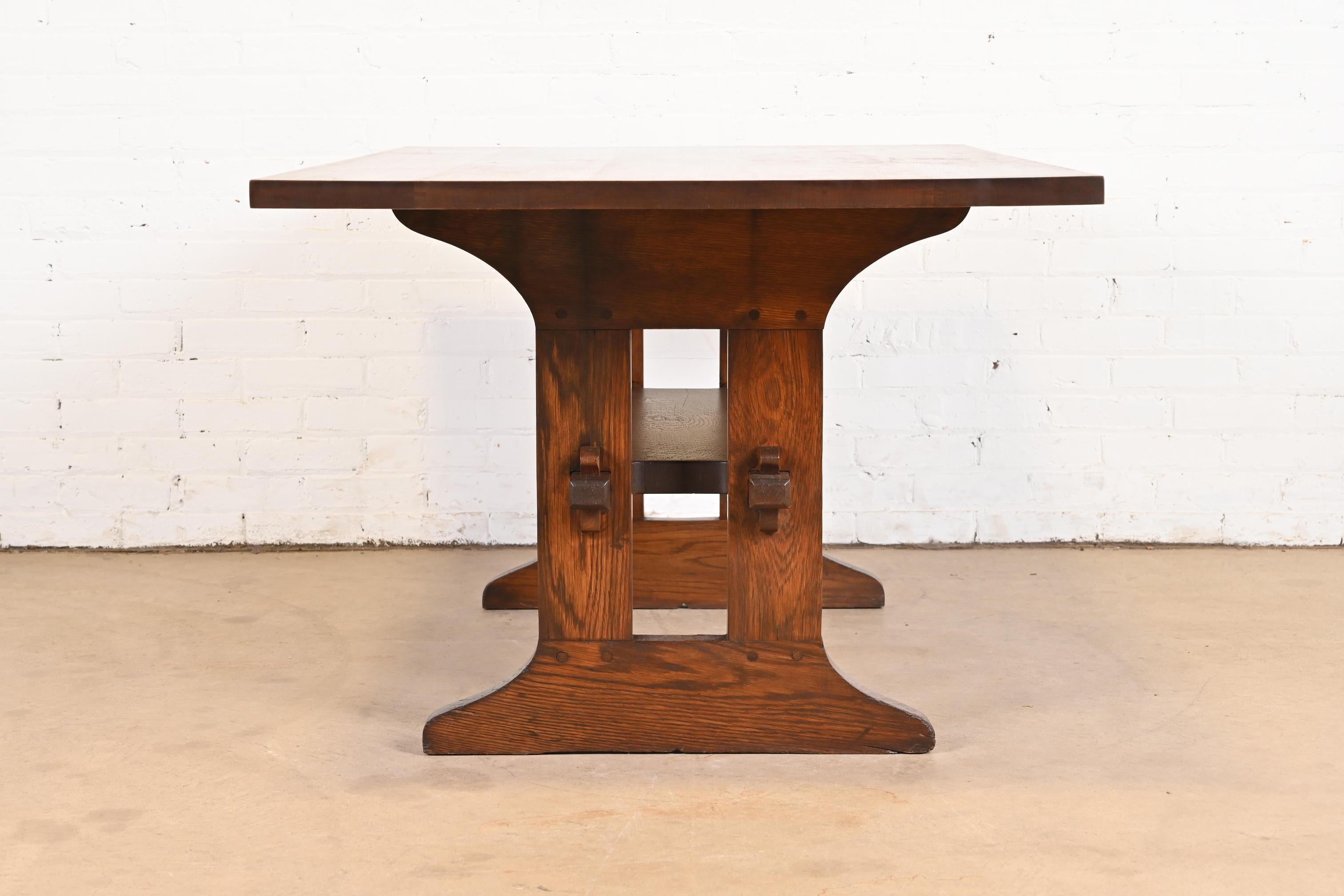  Gustav Stickley Mission Oak Arts & Crafts Trestle Dining Table or Library Table 1