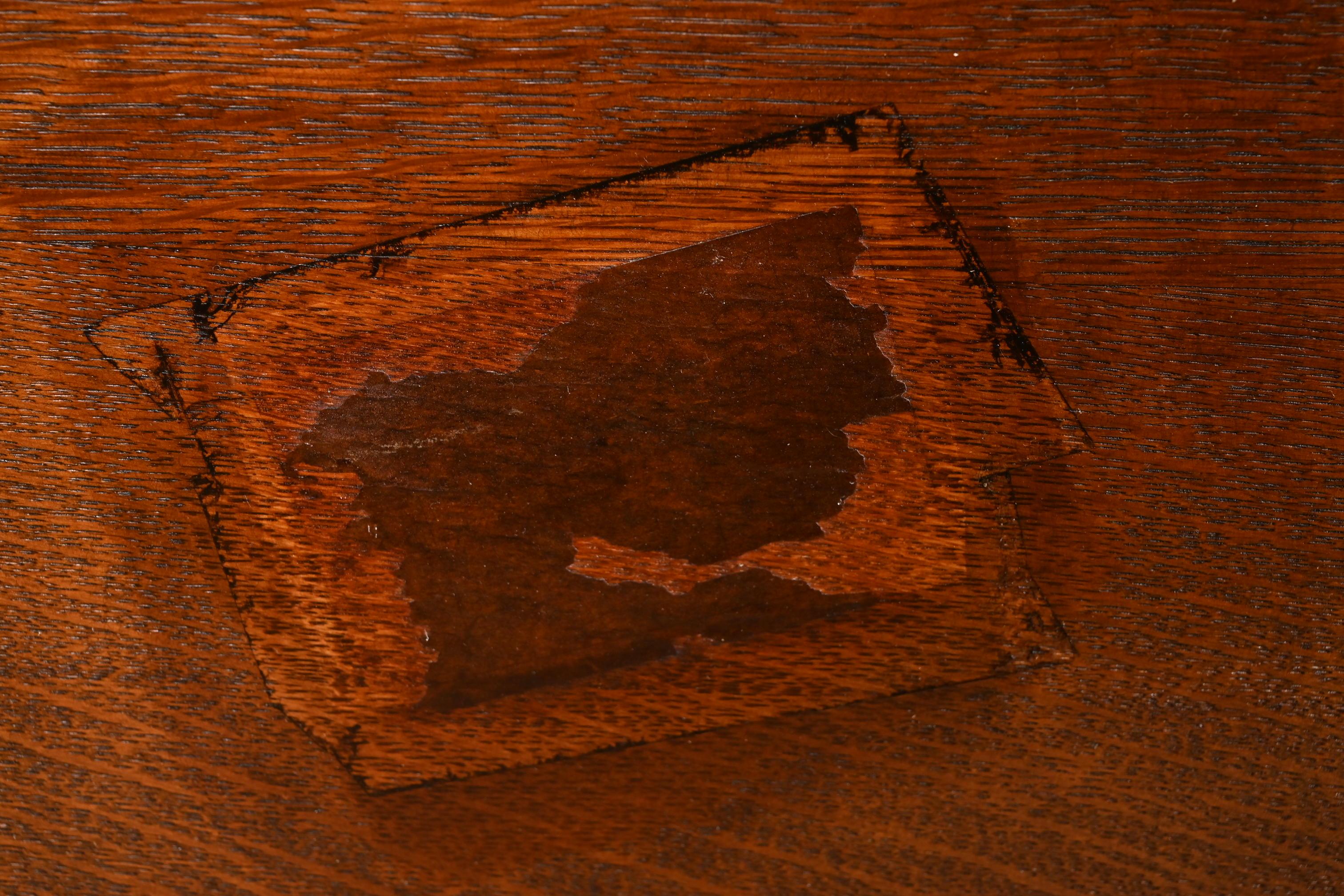 Gustav Stickley Mission Arts & Crafts Mesa de biblioteca o escritorio de caballete de roble en venta 4