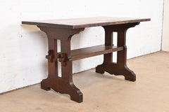 Gustav Stickley Mission Oak Arts & Crafts Trestle Library Table or Writing Desk