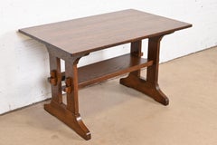 Gustav Stickley Mission Oak Arts & Crafts Trestle Library Table or Writing Desk