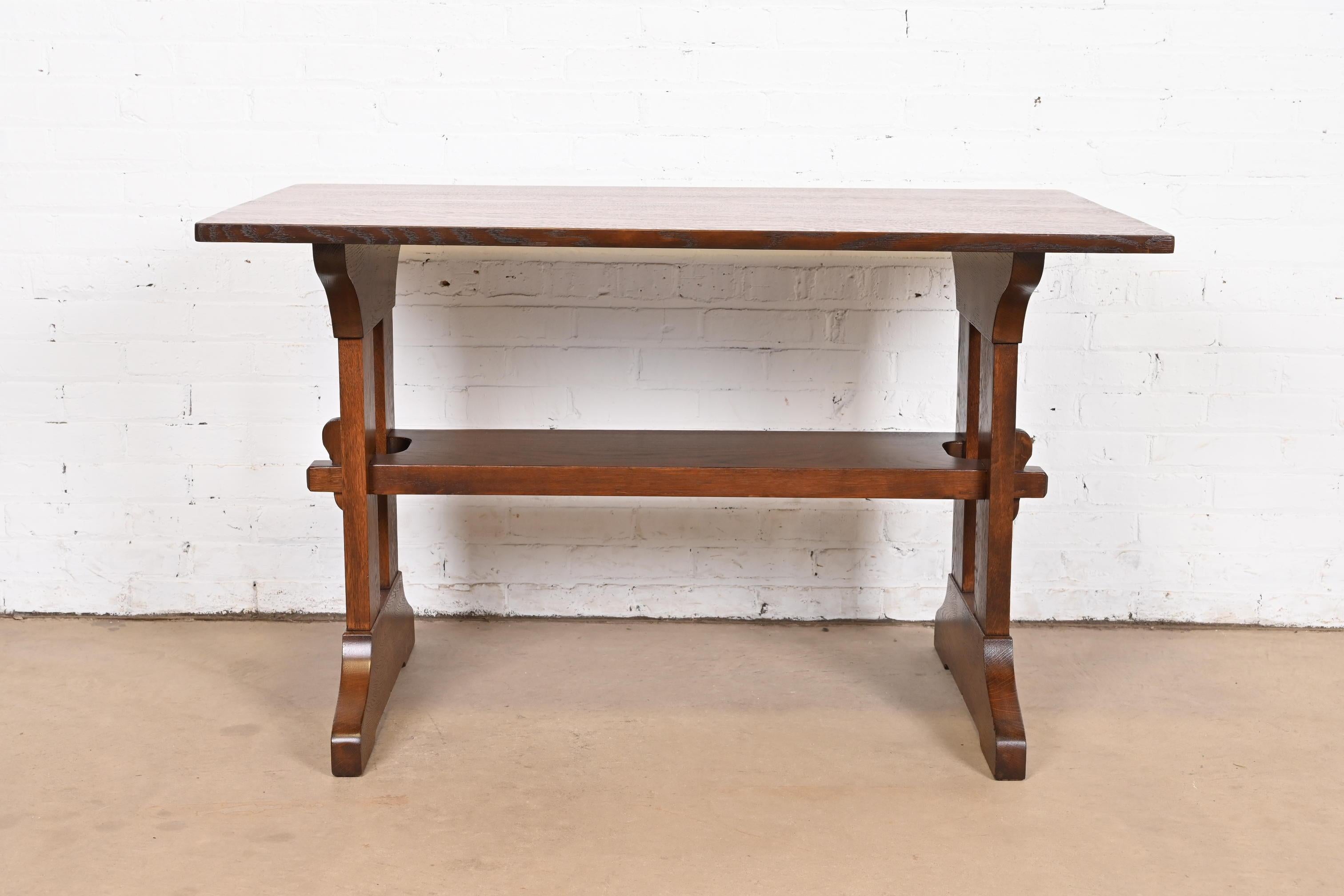 Gustav Stickley Mission Arts & Crafts Mesa de biblioteca o escritorio de caballete de roble en Bueno estado para la venta en South Bend, IN
