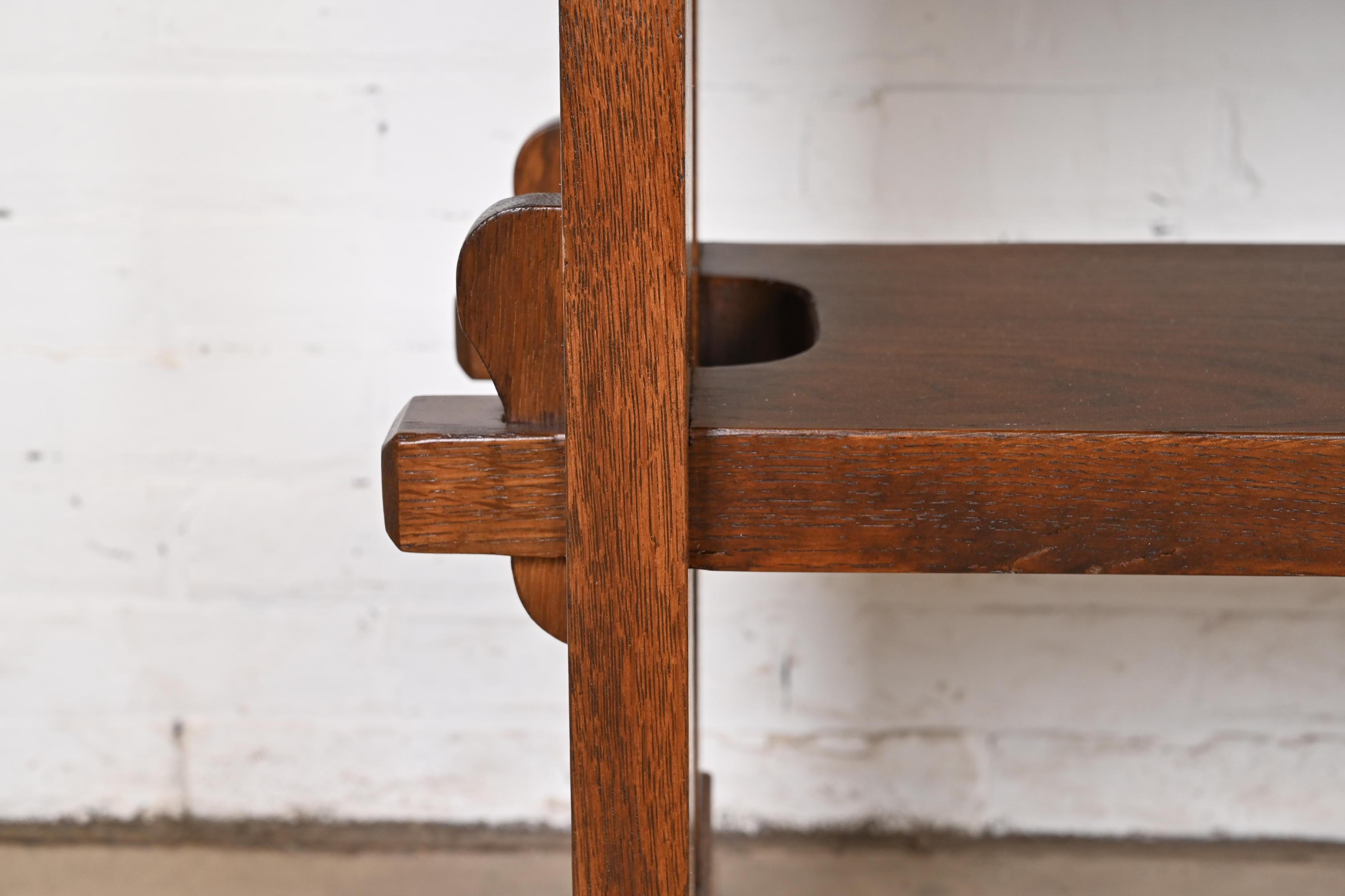 Gustav Stickley Mission Arts & Crafts Mesa de biblioteca o escritorio de caballete de roble Roble en venta