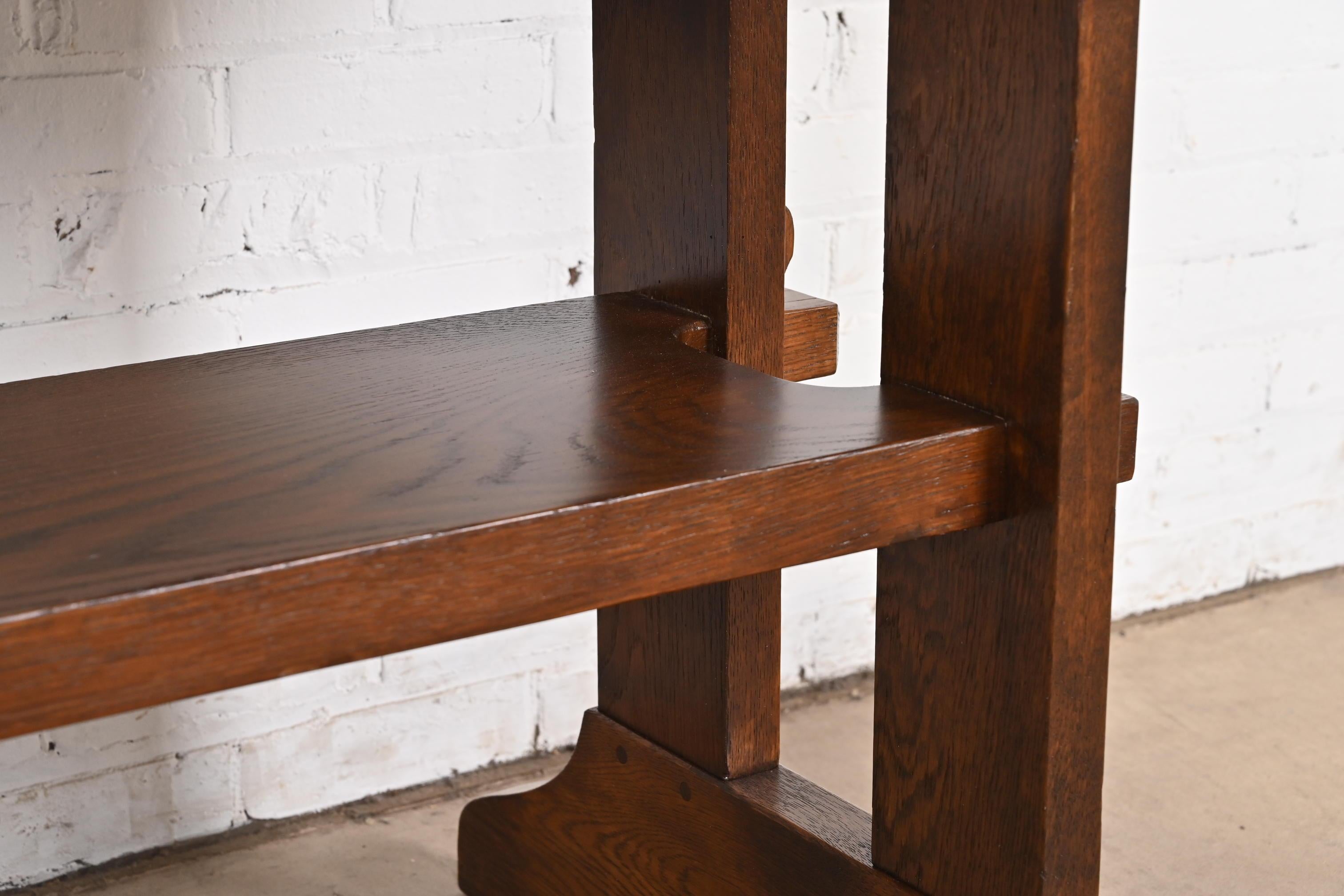 Gustav Stickley Mission Arts & Crafts Mesa de biblioteca o escritorio de caballete de roble en venta 1