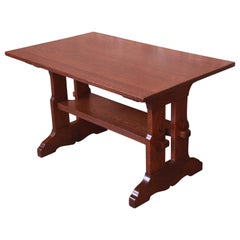 Gustav Stickley Mission Oak Arts & Crafts Trestle Library Table or Writing Desk