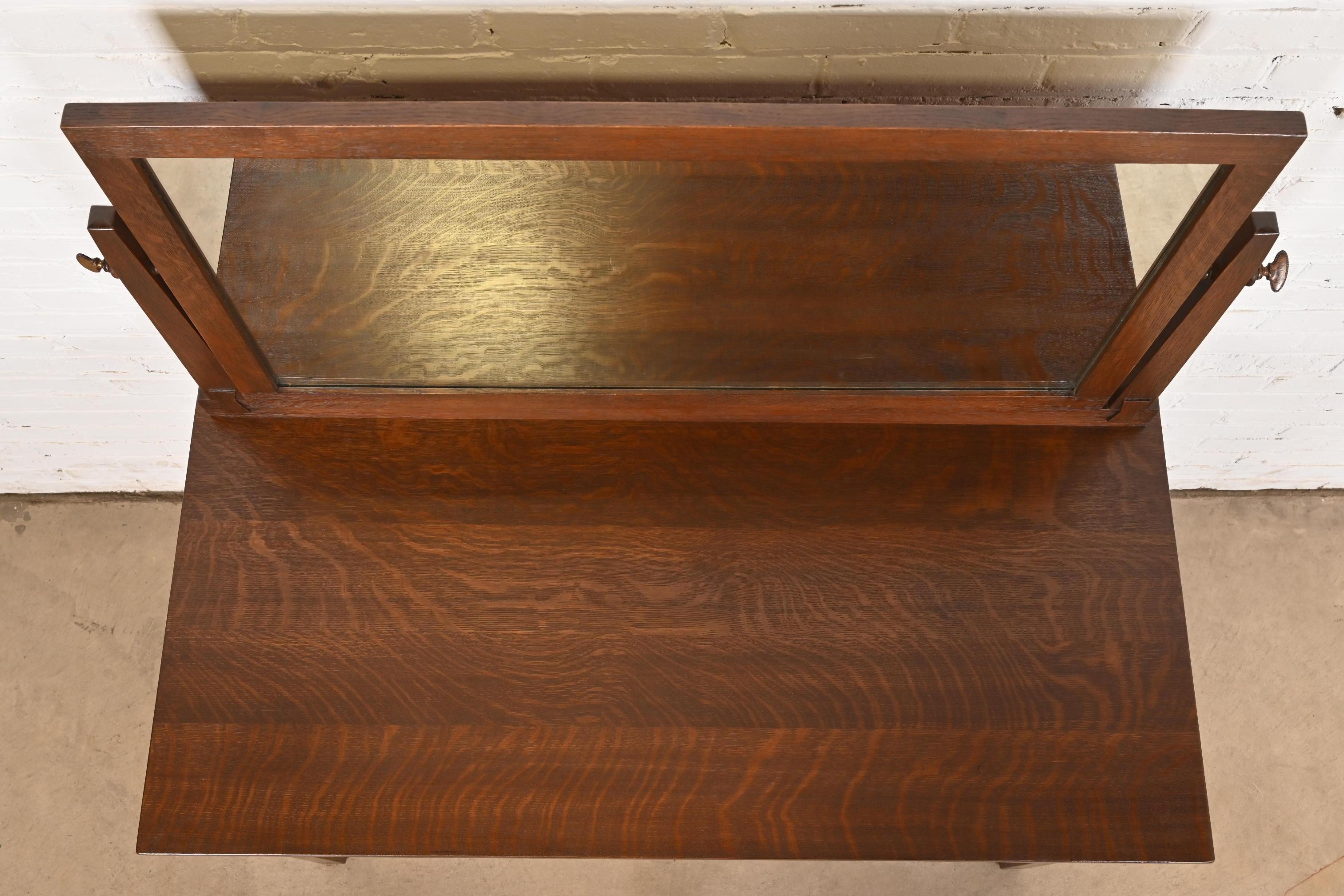 Gustav Stickley Mission Oak Arts & Crafts Vanity or Dressing Table, Refinished 3