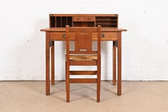 Gustav Stickley Mission Oak Arts & Crafts Writing Desk and Chair, Circa 1900