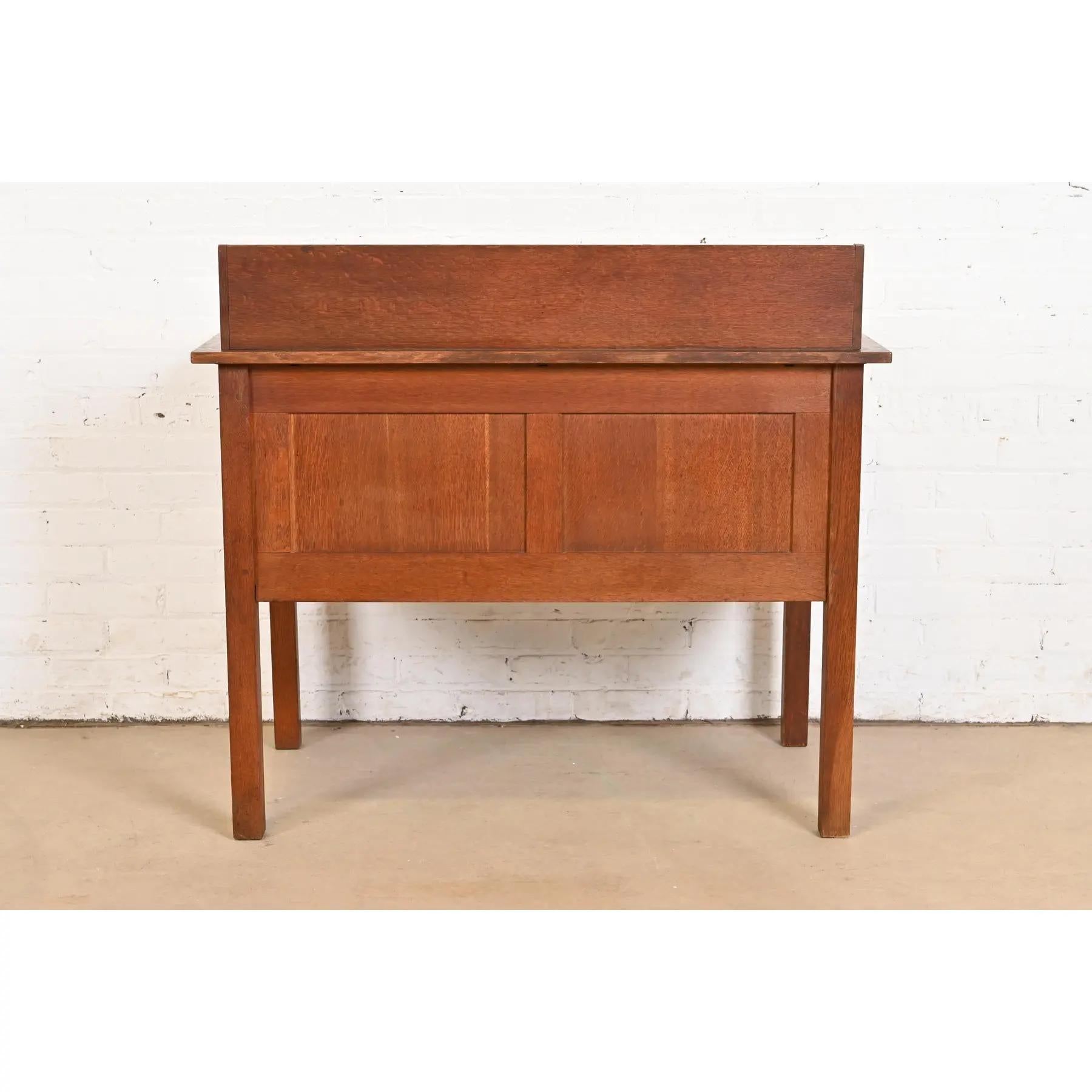 Gustav Stickley Missions-Schreibtisch aus Eiche im Arts and Crafts-Stil, um 1900 im Angebot 5