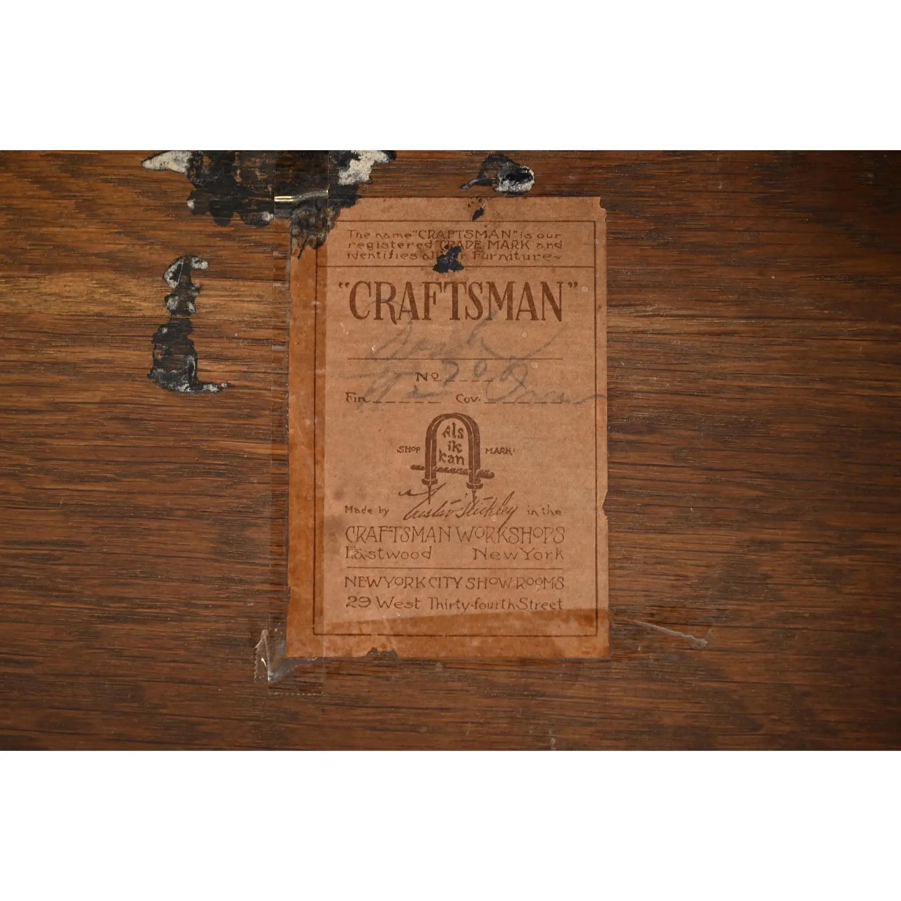 Gustav Stickley Missions-Schreibtisch aus Eiche im Arts and Crafts-Stil, um 1900 im Angebot 6