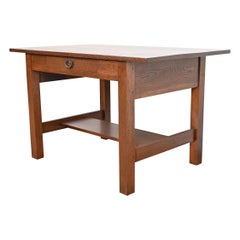 Bureau en chêne Arts & Crafts Mission de Gustav Stickley, vers 1900