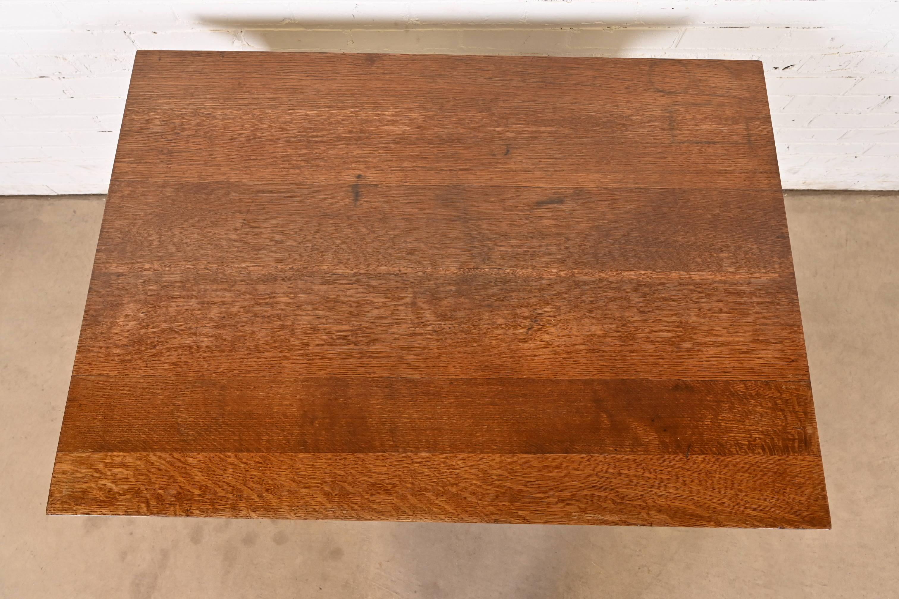 Gustav Stickley Mission Eichenholz Arts & Crafts Schreibtisch oder Bibliothekstisch im Angebot 3
