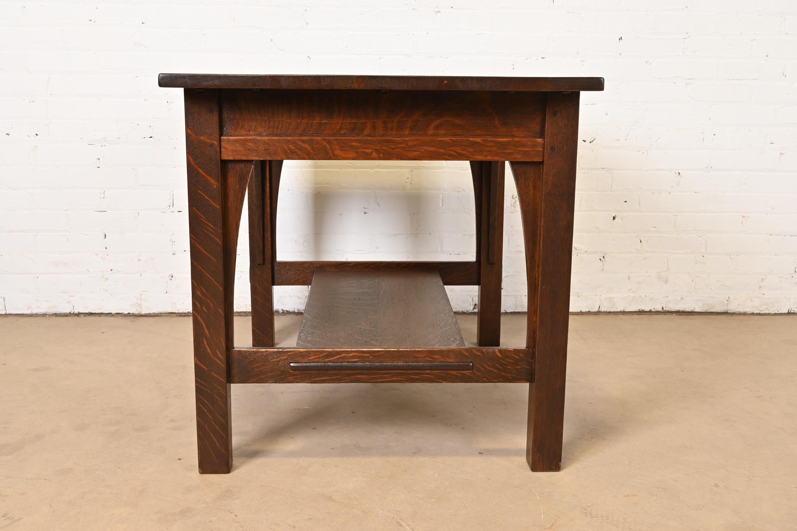 Gustav Stickley Mission Oak Arts & Crafts Writing Desk or Library Table For Sale 6