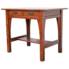 Gustav Stickley Mission Oak Arts & Crafts Writing Desk or Library Table