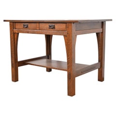 Gustav Stickley Mission Oak Arts & Crafts Writing Desk or Library Table
