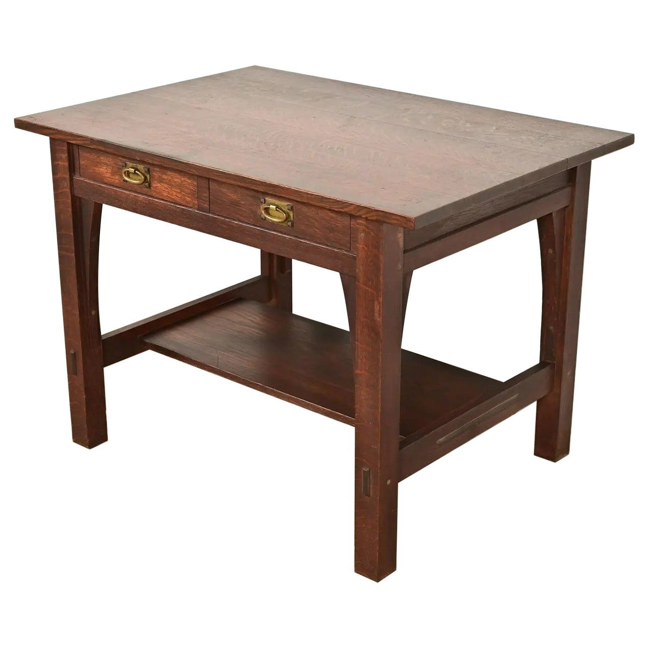 Gustav Stickley Mission Oak Arts & Crafts Writing Desk or Library Table For Sale